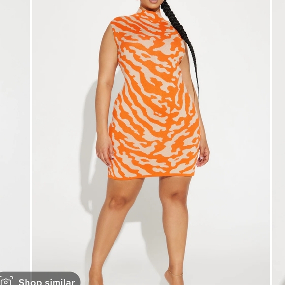 Savana Sweater Mini Dress - Orange/combo - Picture 2 of 6